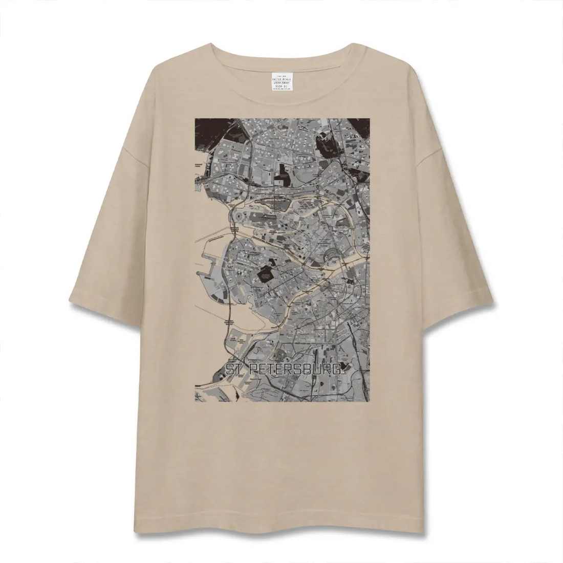 【サンクトペテルブルク(ロシア)】地図柄ビッグシルエットTシャツ