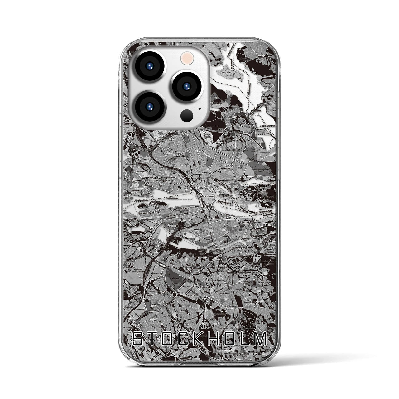 【ストックホルム（スウェーデン）】地図柄iPhoneケース（クリアタイプ）