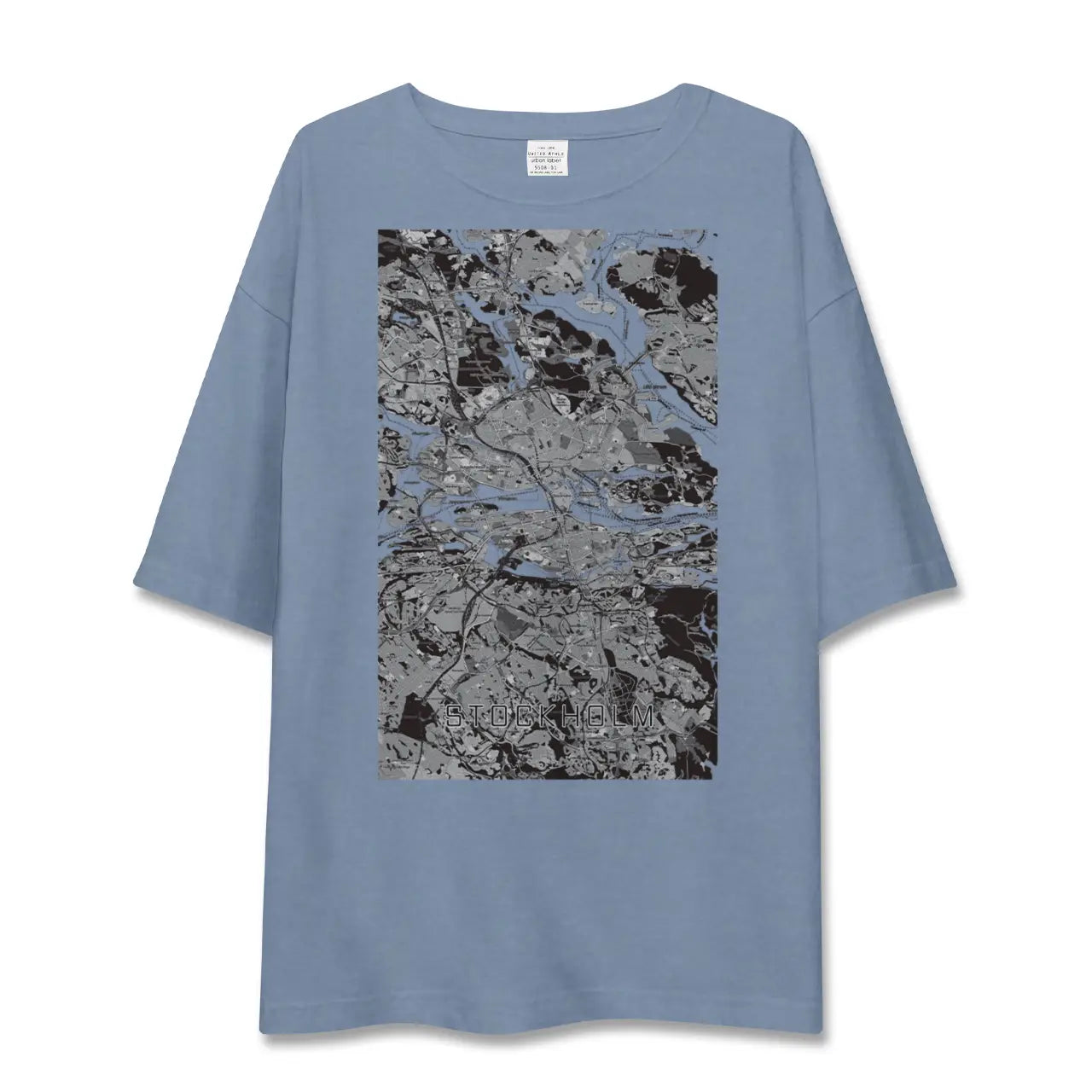 【ストックホルム（スウェーデン）】地図柄ビッグシルエットTシャツ