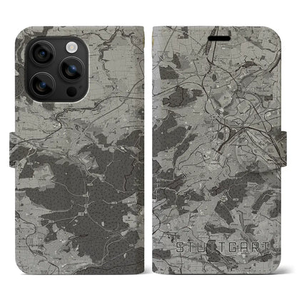 【シュトゥットガルト（ドイツ）】地図柄iPhoneケース（手帳タイプ）モノトーン・iPhone 16 用