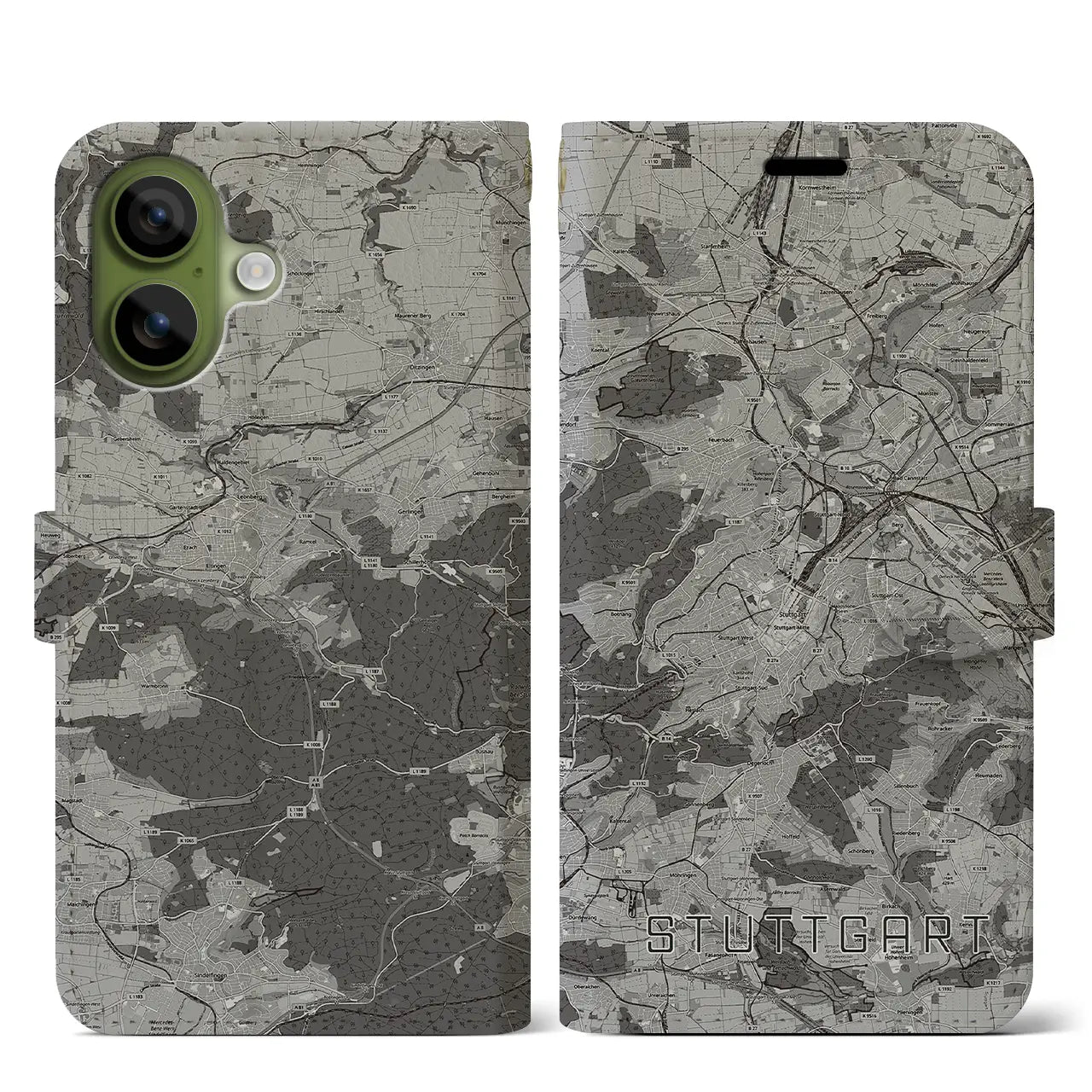 【シュトゥットガルト（ドイツ）】地図柄iPhoneケース（手帳タイプ）