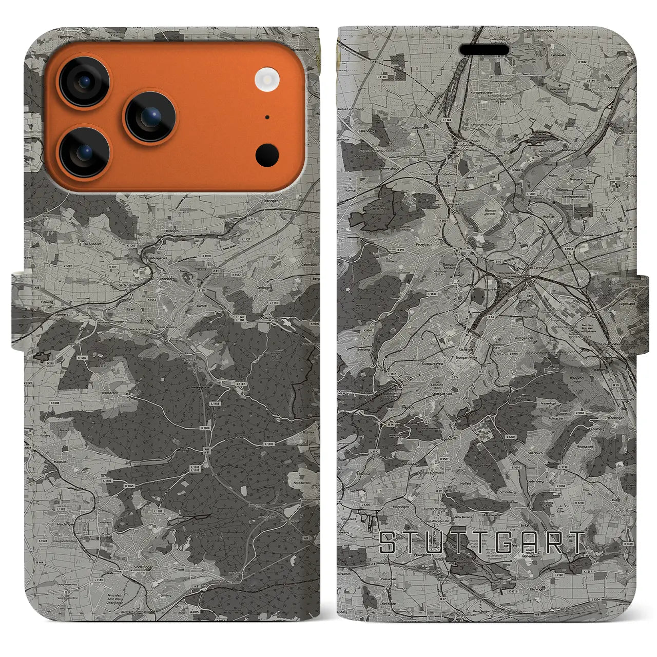 【シュトゥットガルト（ドイツ）】地図柄iPhoneケース（手帳タイプ）