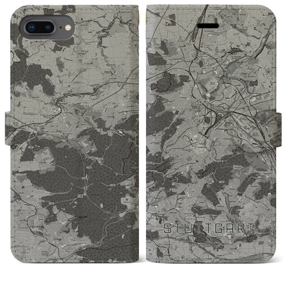 【シュトゥットガルト（ドイツ）】地図柄iPhoneケース（手帳タイプ）モノトーン・iPhone 8Plus /7Plus / 6sPlus / 6Plus 用