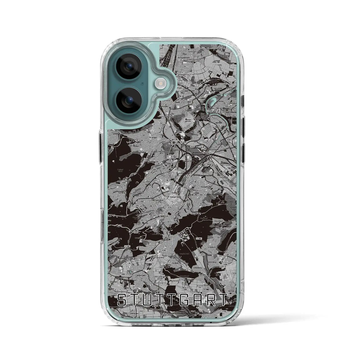 【シュトゥットガルト(ドイツ)】地図柄iPhoneケース(MagSafeタイプ)モノトーン・iPhone 16 Pro 用