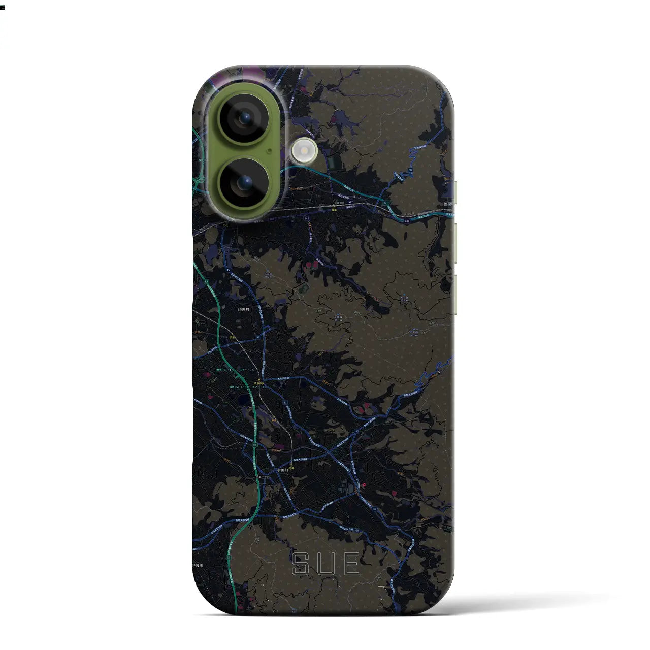 【須恵（福岡県）】地図柄iPhoneケース（バックカバータイプ）