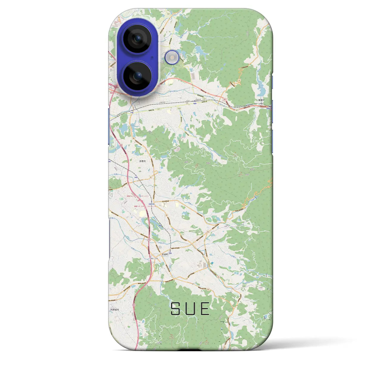 【須恵（福岡県）】地図柄iPhoneケース（バックカバータイプ）