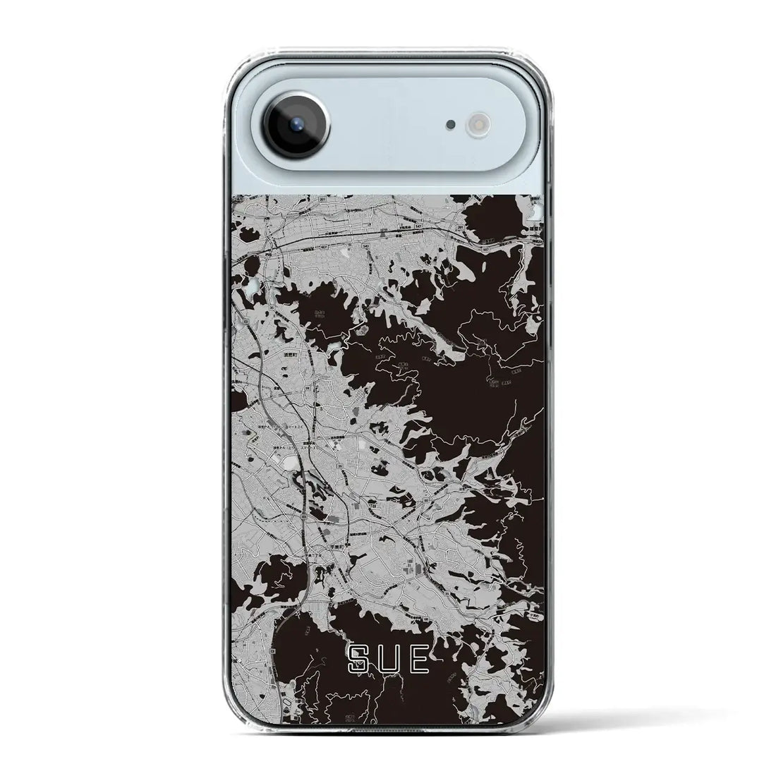 【須恵（福岡県）】地図柄iPhoneケース（クリアタイプ）モノトーン・iPhone 17 Pro Max 用