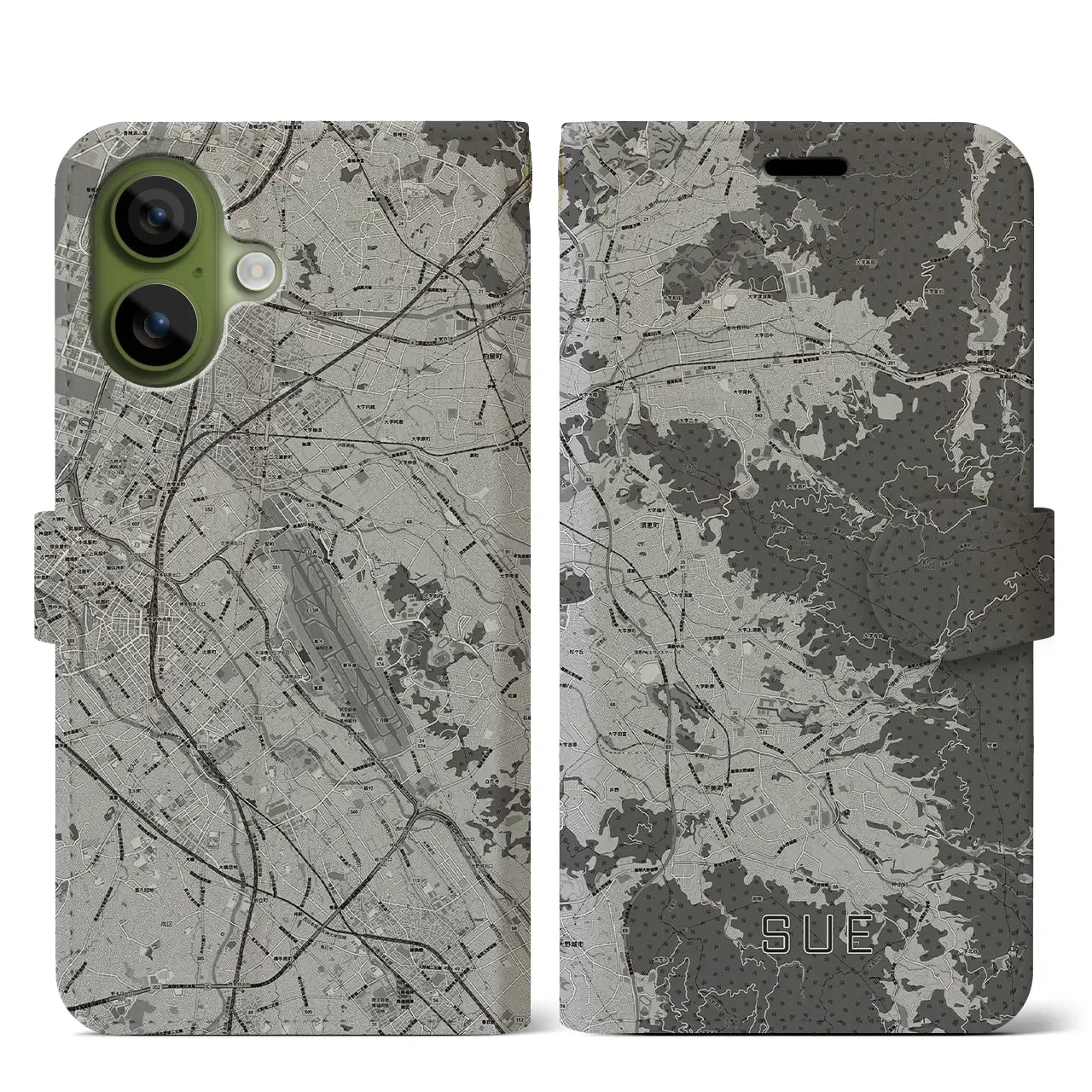 【須恵（福岡県）】地図柄iPhoneケース（手帳タイプ）