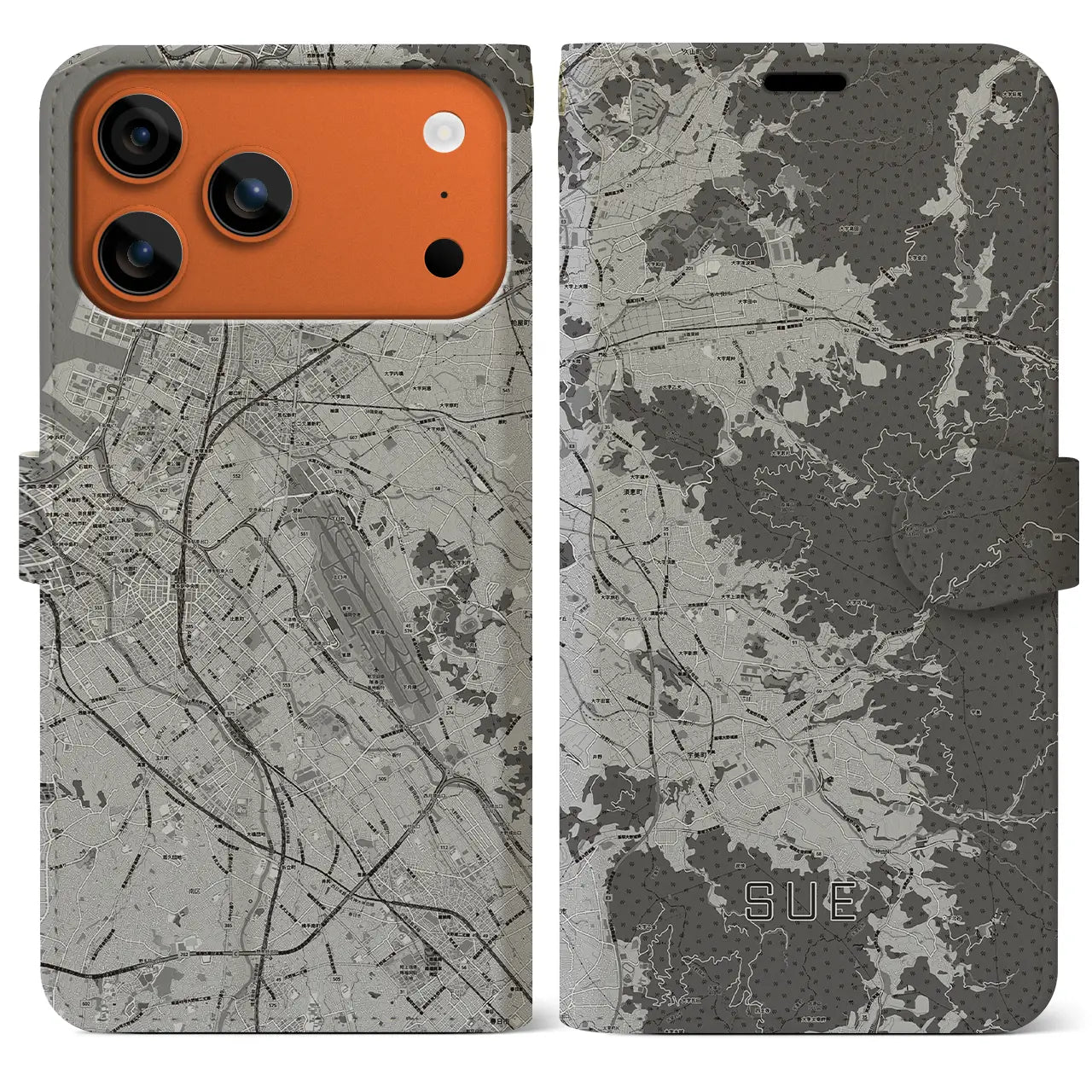 【須恵（福岡県）】地図柄iPhoneケース（手帳タイプ）