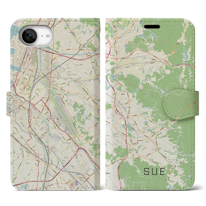 【須恵（福岡県）】地図柄iPhoneケース（手帳タイプ）