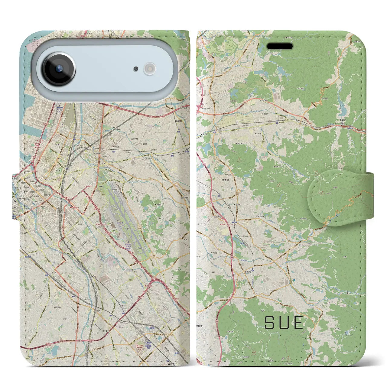 【須恵（福岡県）】地図柄iPhoneケース（手帳タイプ）