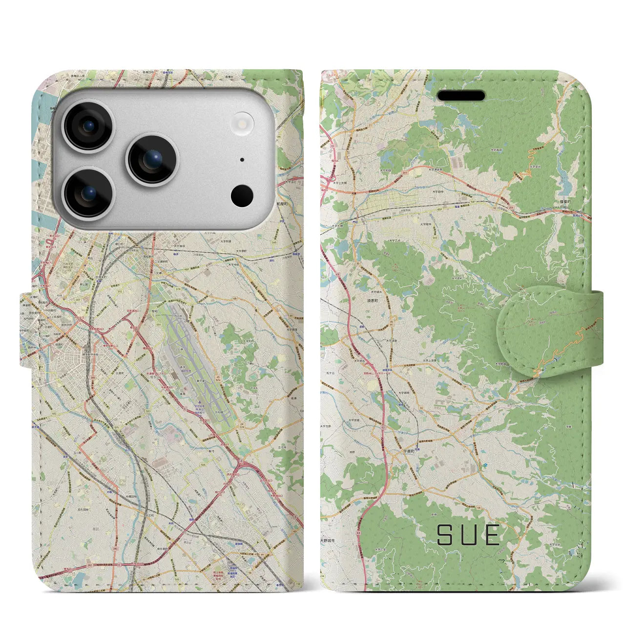 【須恵（福岡県）】地図柄iPhoneケース（手帳タイプ）