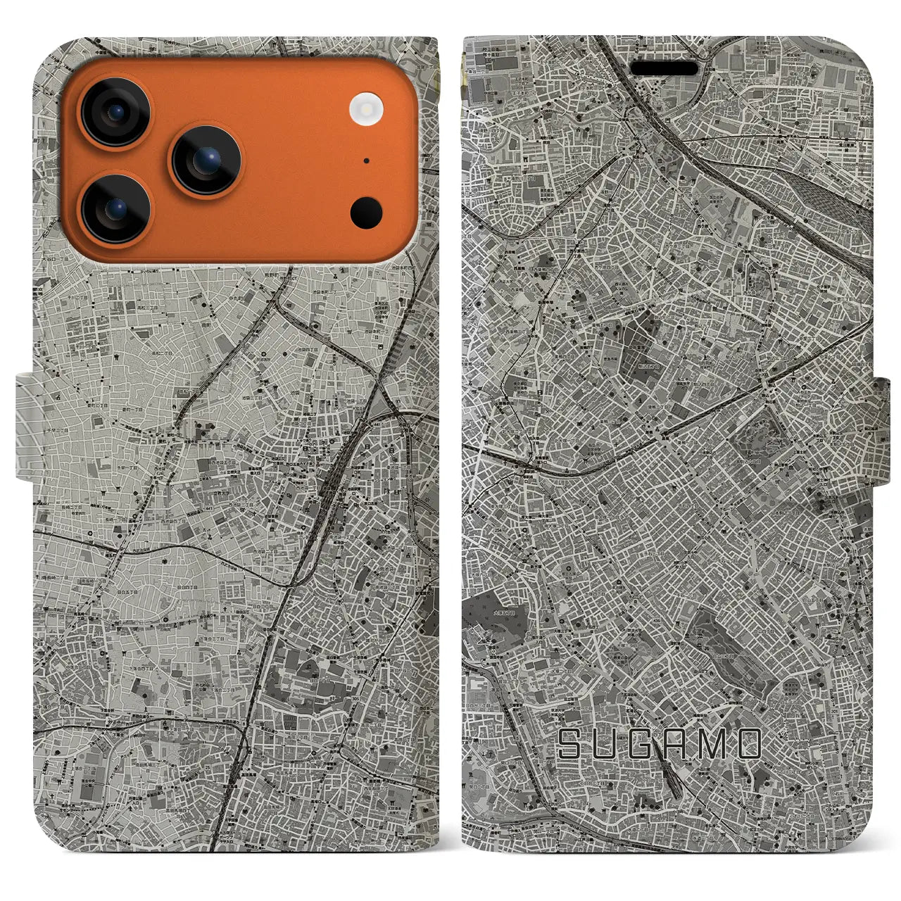 【巣鴨（東京都）】地図柄iPhoneケース（手帳タイプ）