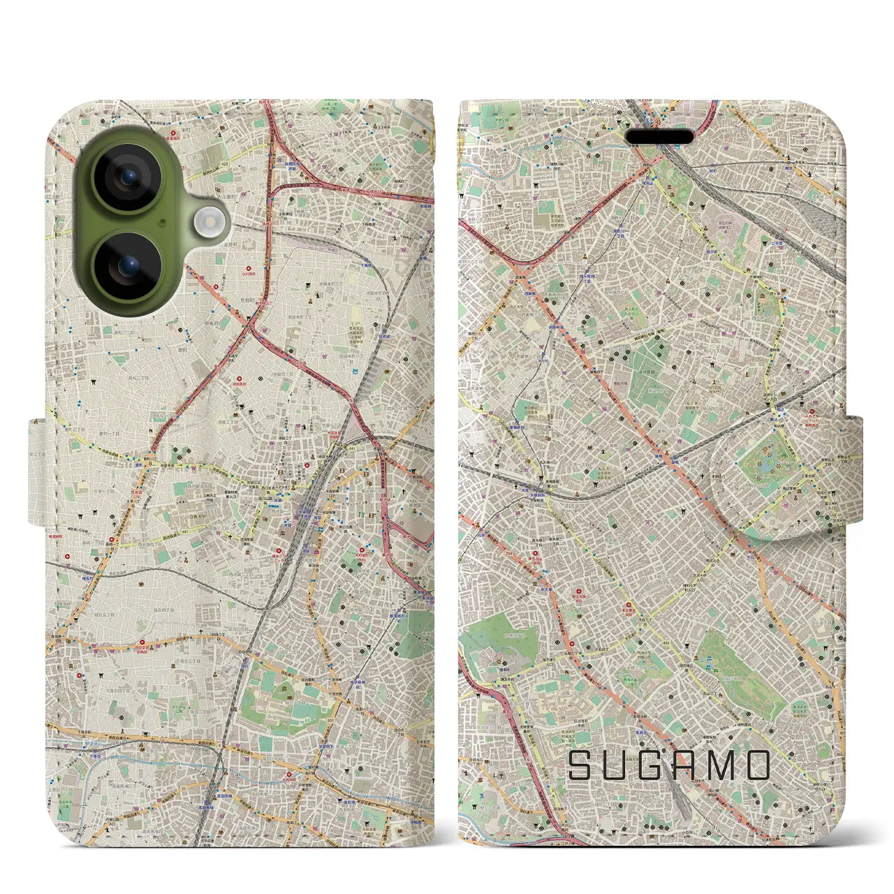 【巣鴨（東京都）】地図柄iPhoneケース（手帳タイプ）