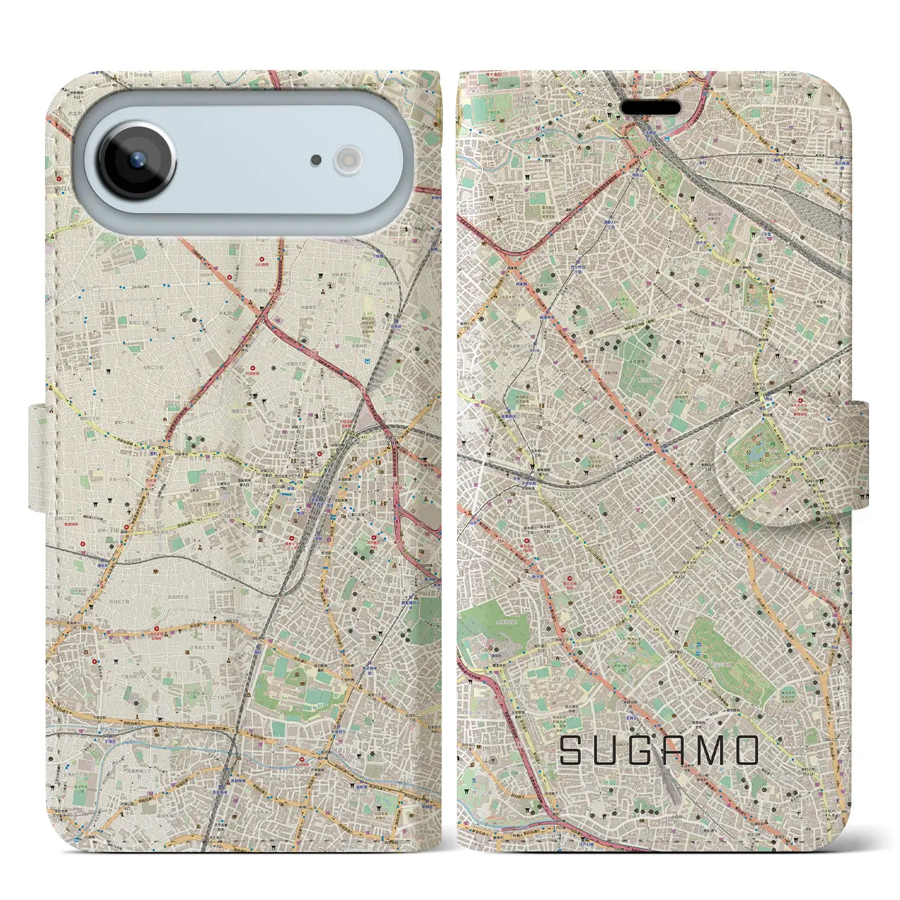 【巣鴨（東京都）】地図柄iPhoneケース（手帳タイプ）