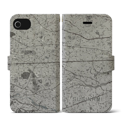 【杉並（東京都）】地図柄iPhoneケース（手帳タイプ）モノトーン・iPhone SE（第3 / 第2世代） / 8 / 7 / 6s / 6 用
