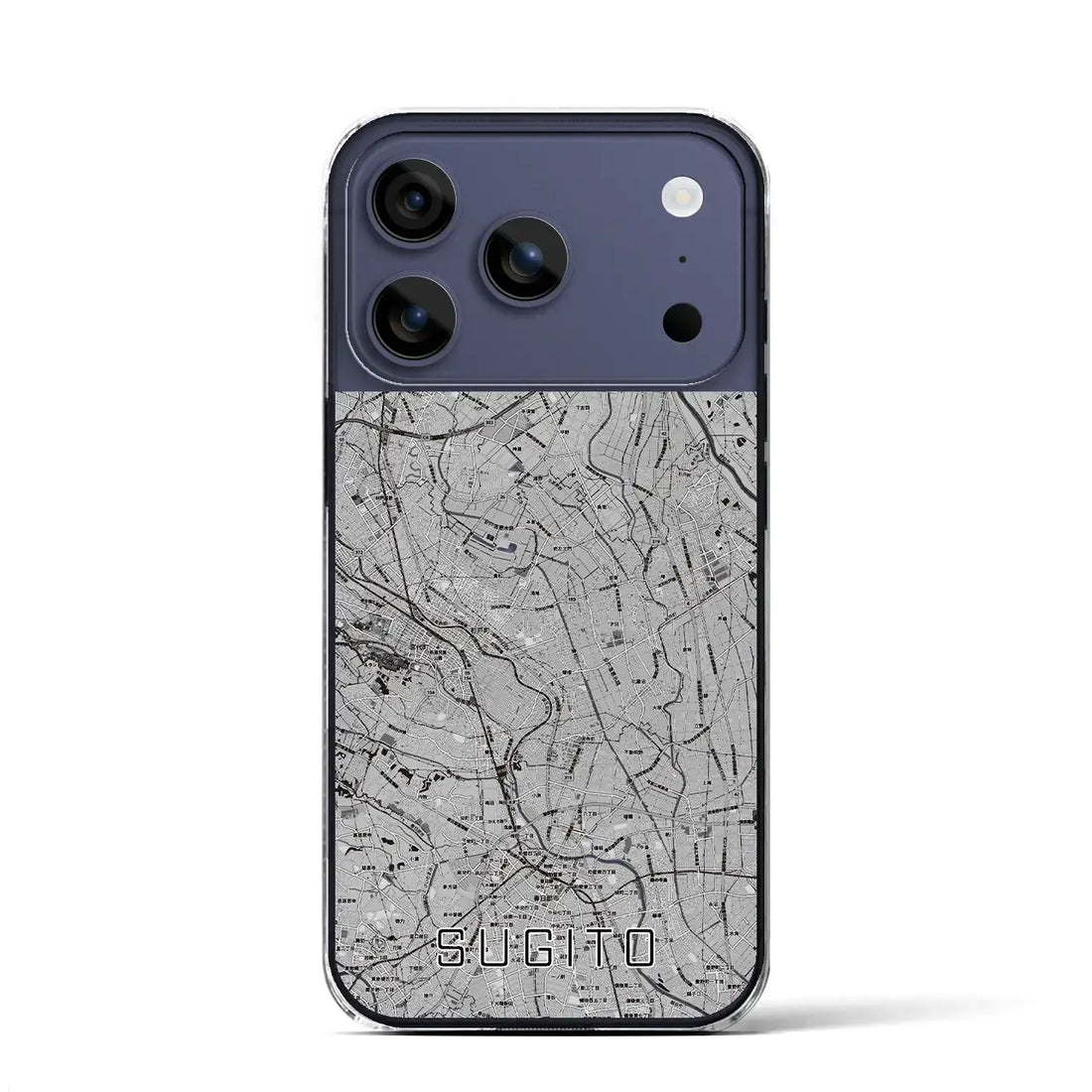 【杉戸（埼玉県）】地図柄iPhoneケース（クリアタイプ）モノトーン・iPhone 17 Pro Max 用