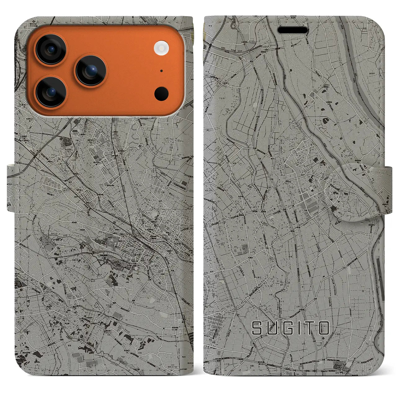 【杉戸（埼玉県）】地図柄iPhoneケース（手帳タイプ）