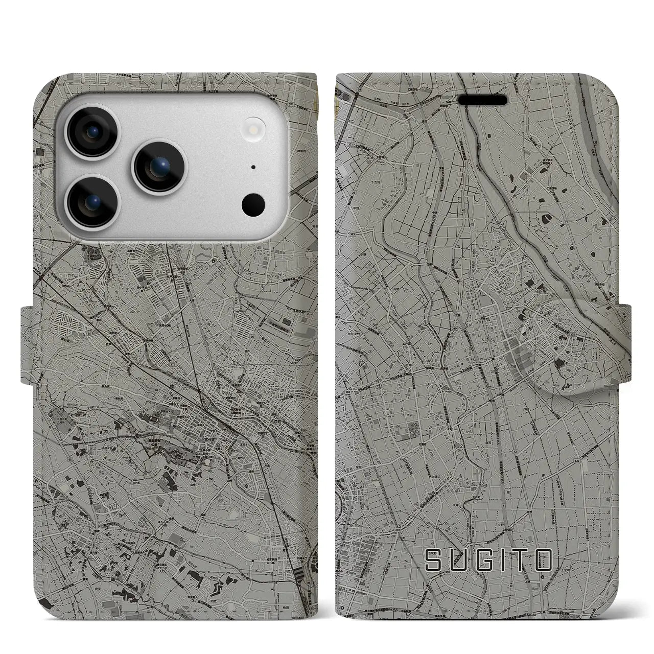 【杉戸（埼玉県）】地図柄iPhoneケース（手帳タイプ）