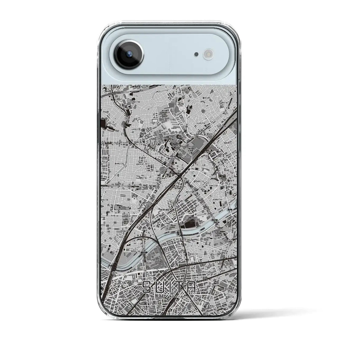 【吹田（大阪府）】地図柄iPhoneケース（クリアタイプ）モノトーン・iPhone 17 Pro Max 用