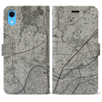 【吹田（大阪府）】地図柄iPhoneケース（手帳タイプ）モノトーン・iPhone XR 用