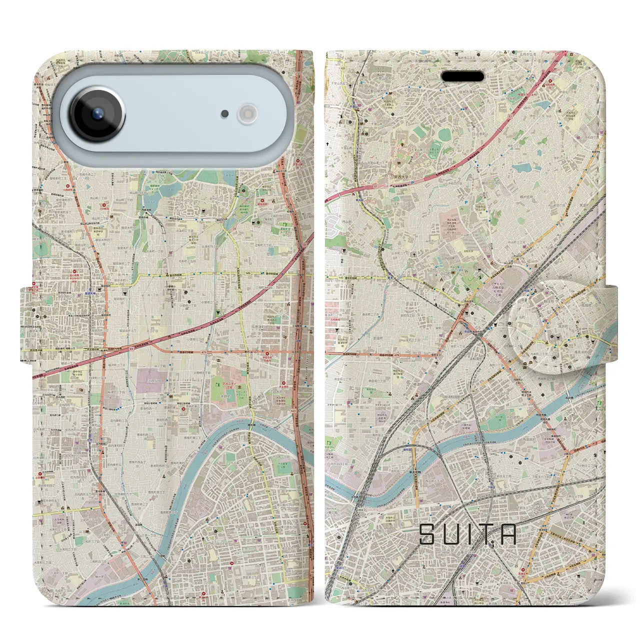 【吹田（大阪府）】地図柄iPhoneケース（手帳タイプ）