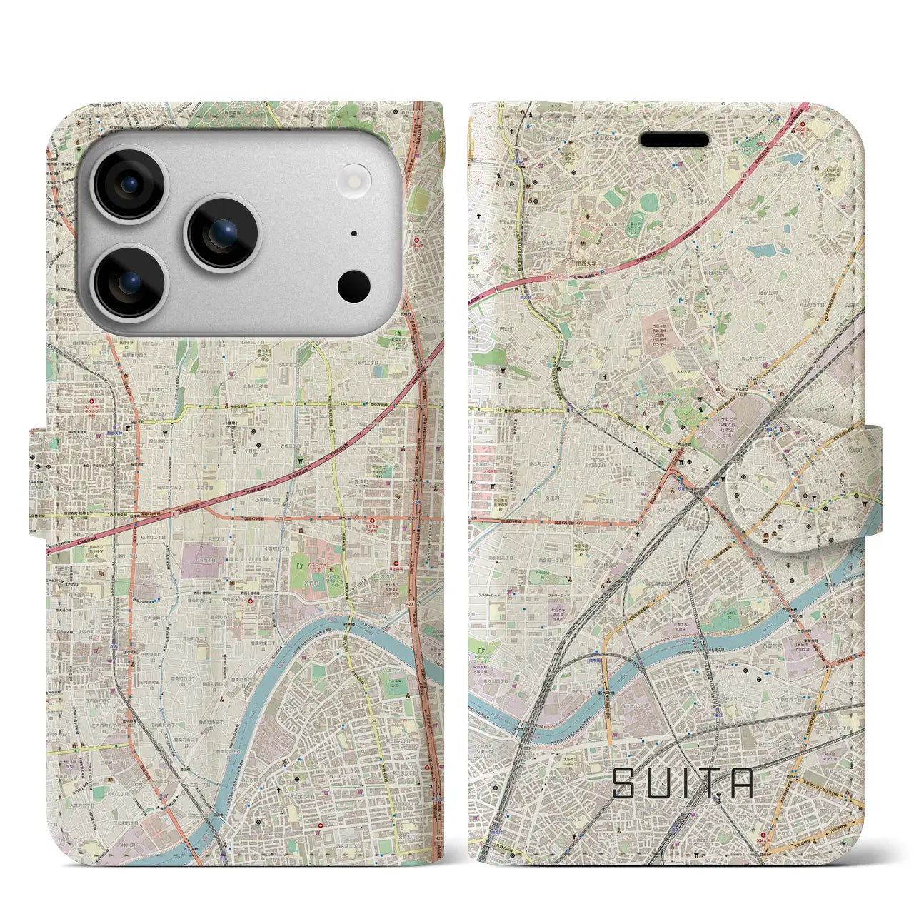 【吹田（大阪府）】地図柄iPhoneケース（手帳タイプ）