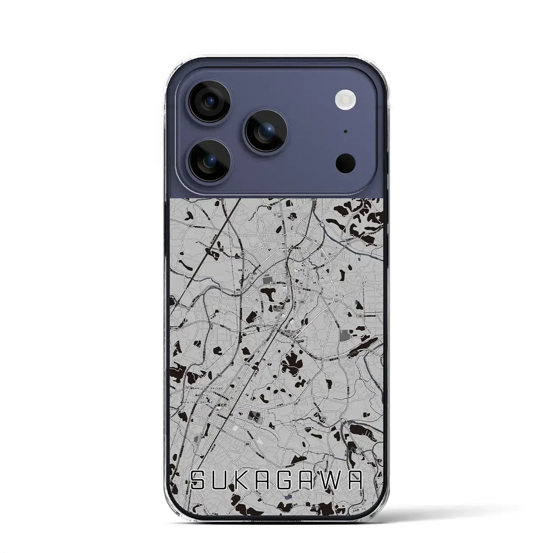 【須賀川(福島県)】地図柄iPhoneケース(クリアタイプ)モノトーン・iPhone 17 Pro Max 用