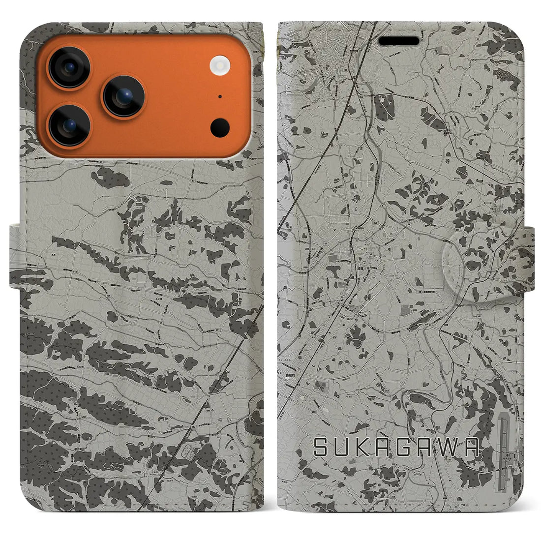 【須賀川（福島県）】地図柄iPhoneケース（手帳タイプ）