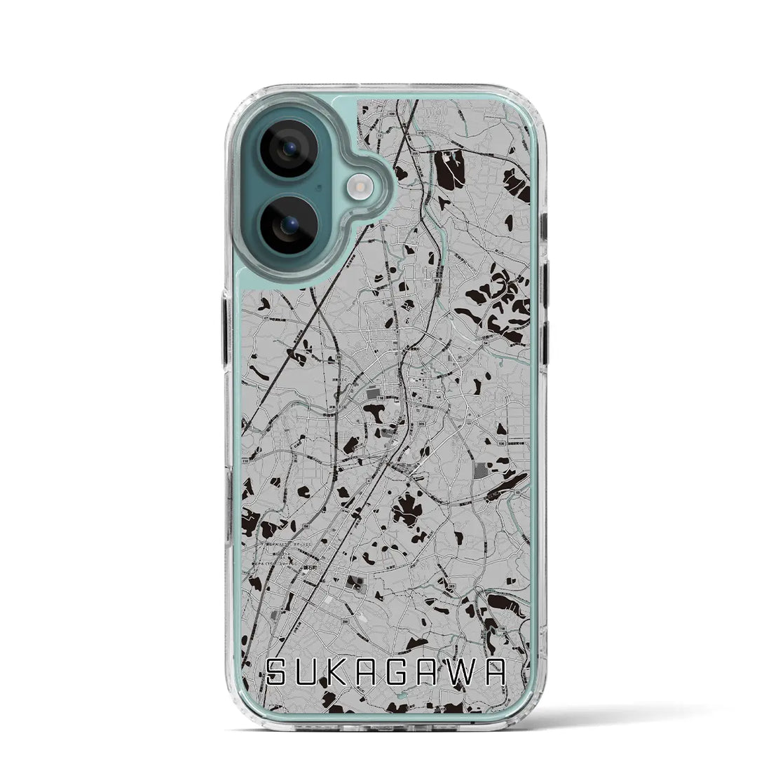 【須賀川(福島県)】地図柄iPhoneケース(MagSafeタイプ)モノトーン・iPhone 16 Pro 用