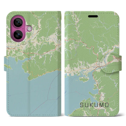 【宿毛（高知県）】地図柄iPhoneケース（手帳タイプ）ナチュラル・iPhone 16 Pro 用