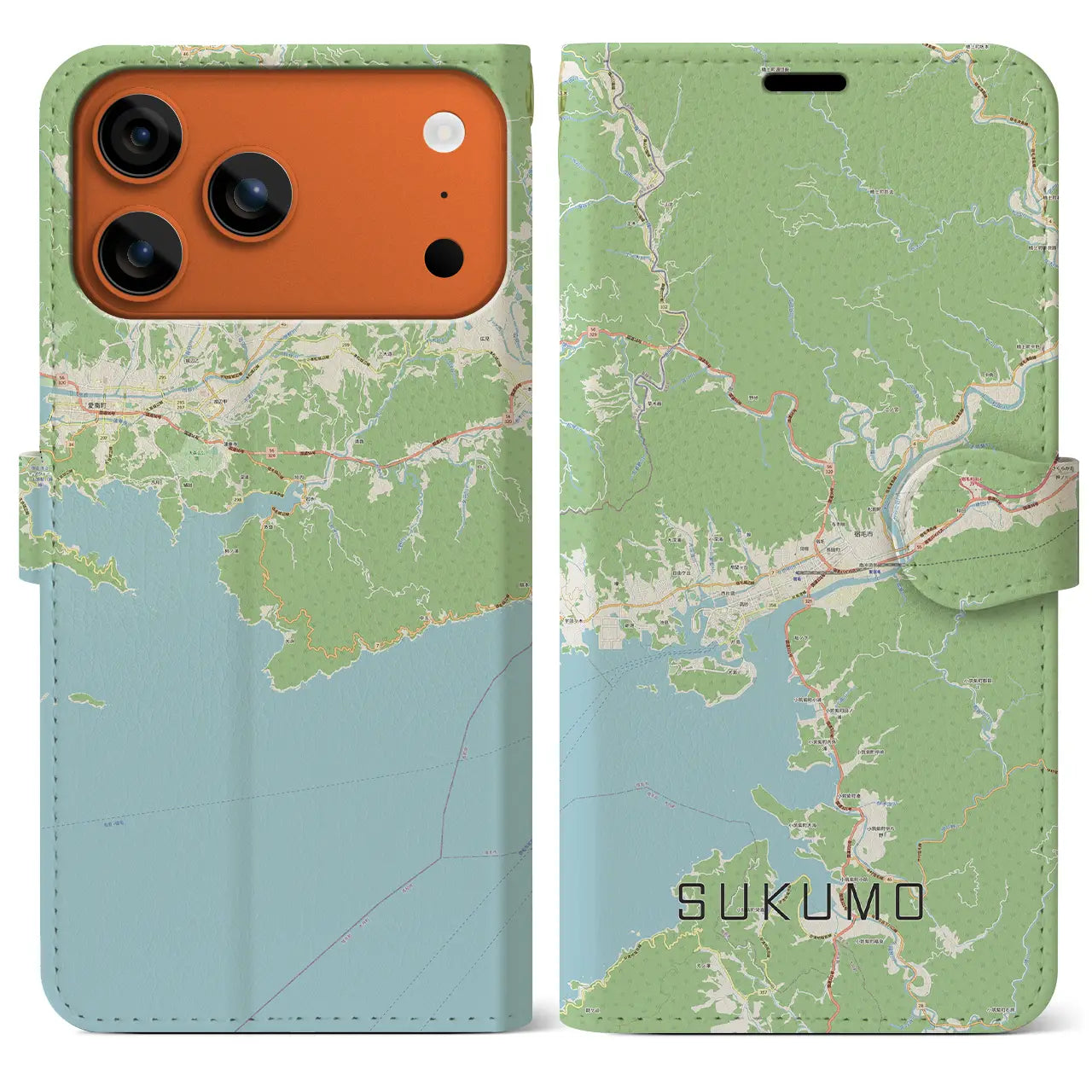 【宿毛（高知県）】地図柄iPhoneケース（手帳タイプ）