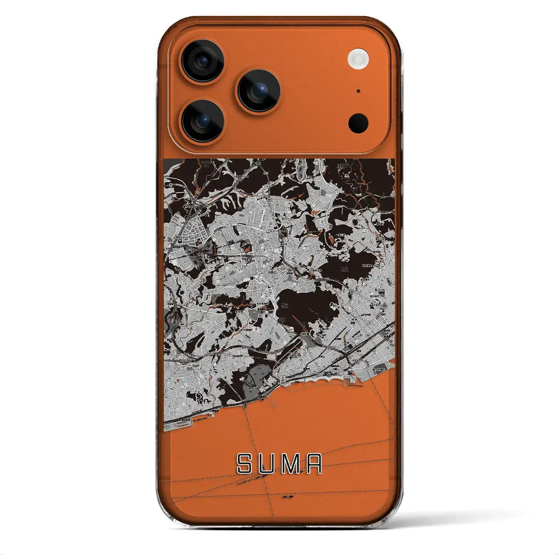 【須磨(兵庫県)】地図柄iPhoneケース(クリアタイプ)モノトーン・iPhone 17 Pro Max 用