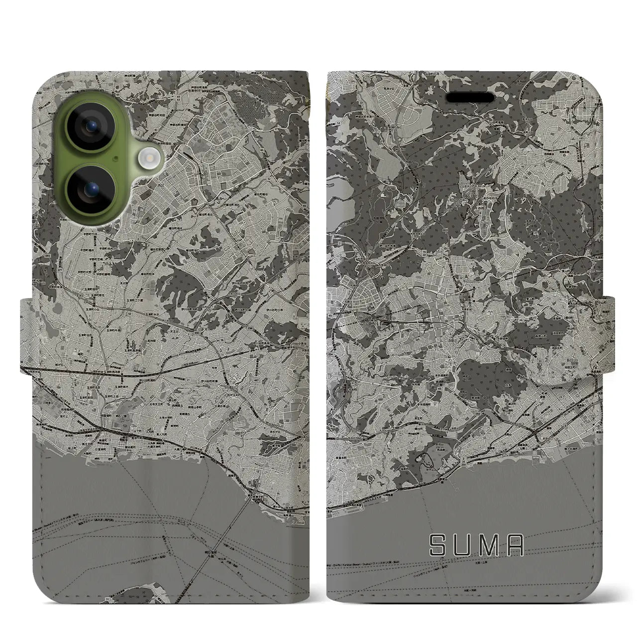 【須磨（兵庫県）】地図柄iPhoneケース（手帳タイプ）