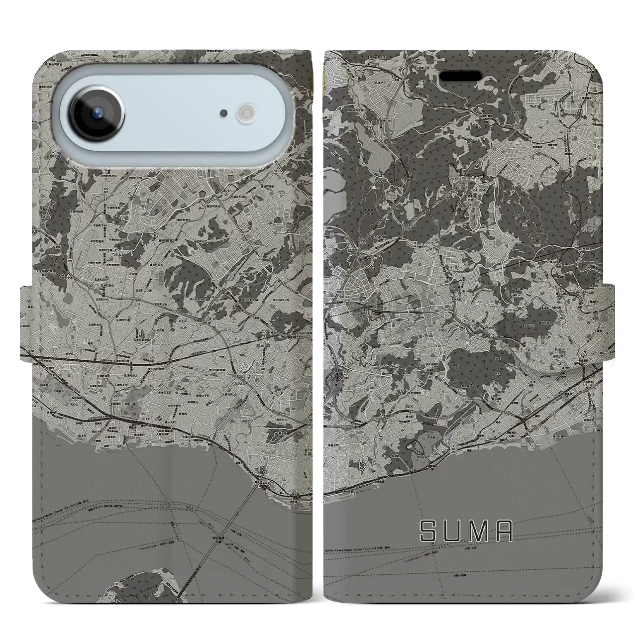 【須磨（兵庫県）】地図柄iPhoneケース（手帳タイプ）