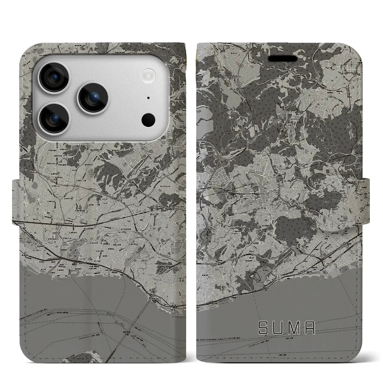 【須磨（兵庫県）】地図柄iPhoneケース（手帳タイプ）