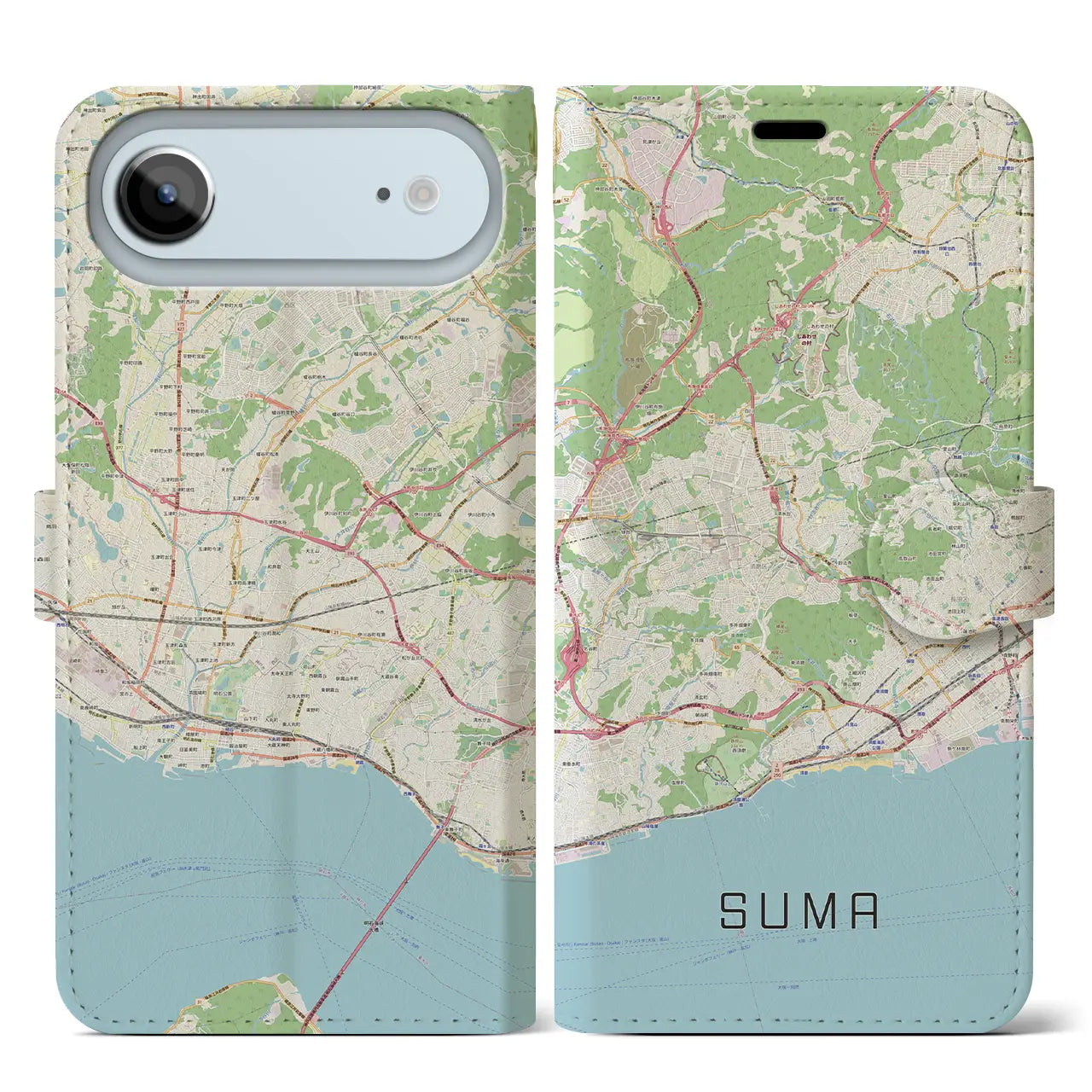 【須磨（兵庫県）】地図柄iPhoneケース（手帳タイプ）