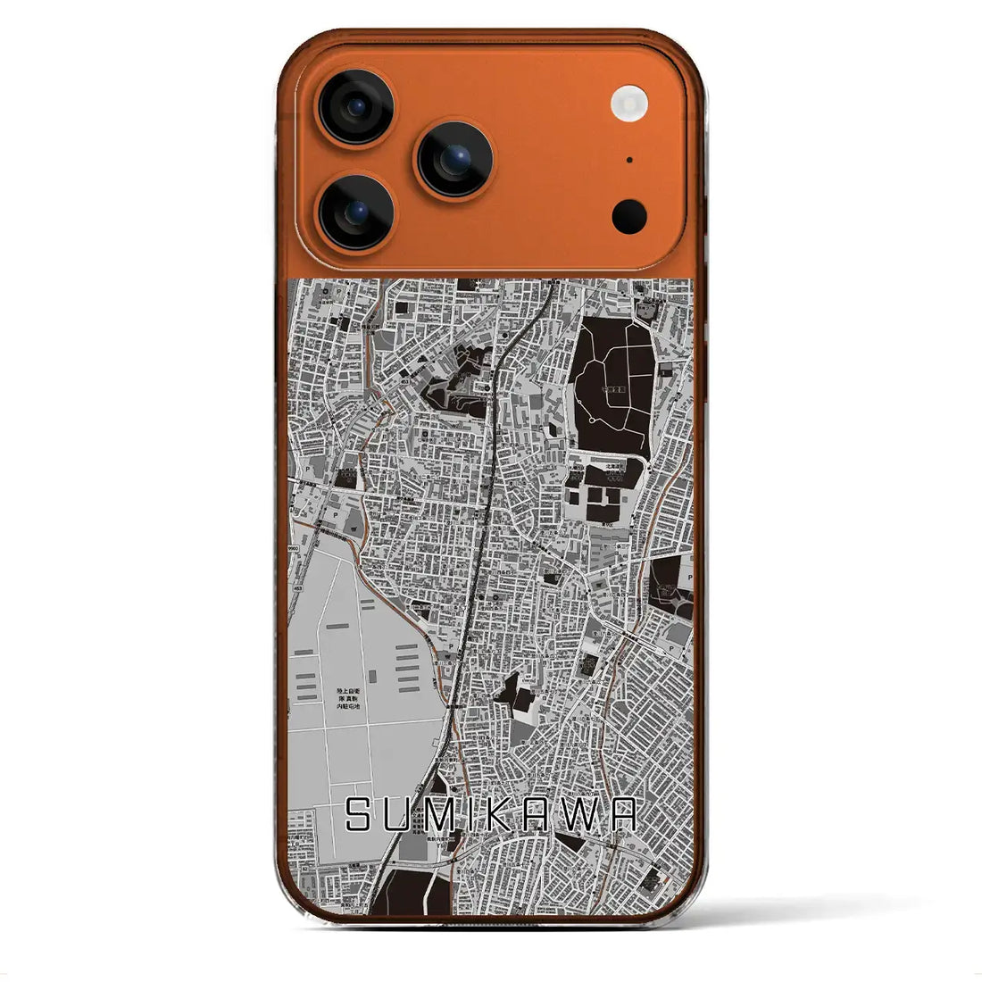 【澄川(北海道)】地図柄iPhoneケース(クリアタイプ)モノトーン・iPhone 17 Pro Max 用