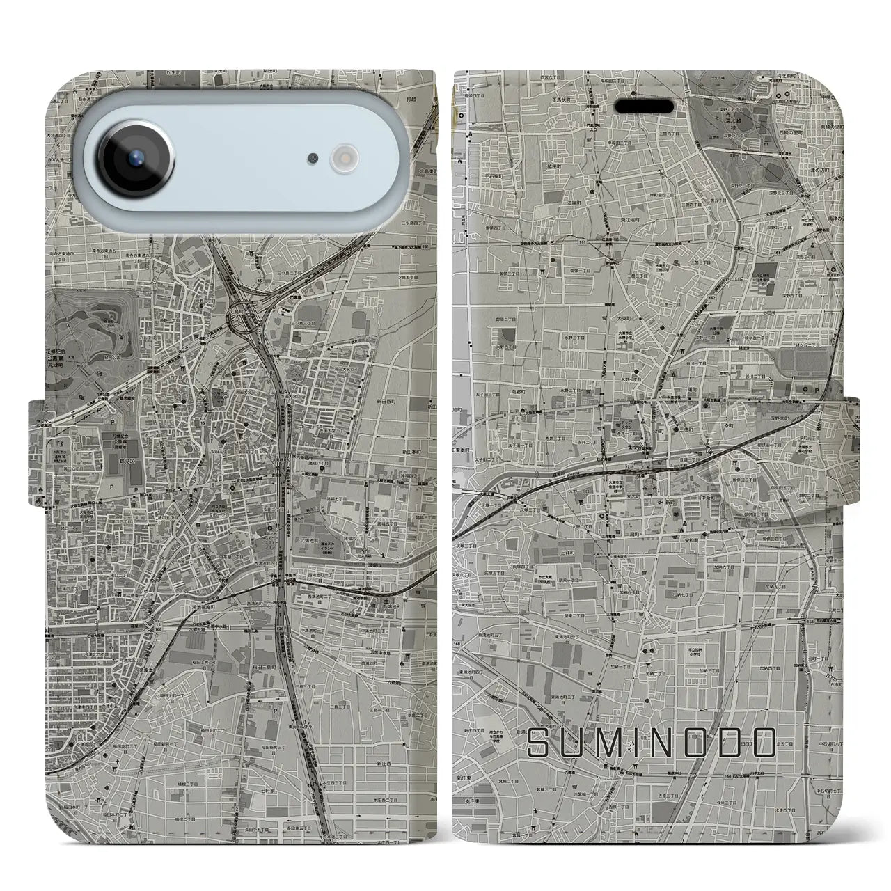 【住道（大阪府）】地図柄iPhoneケース（手帳タイプ）