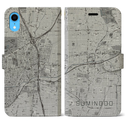 【住道（大阪府）】地図柄iPhoneケース（手帳タイプ）モノトーン・iPhone XR 用
