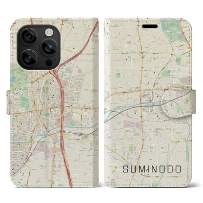 【住道（大阪府）】地図柄iPhoneケース（手帳タイプ）ナチュラル・iPhone 16 用