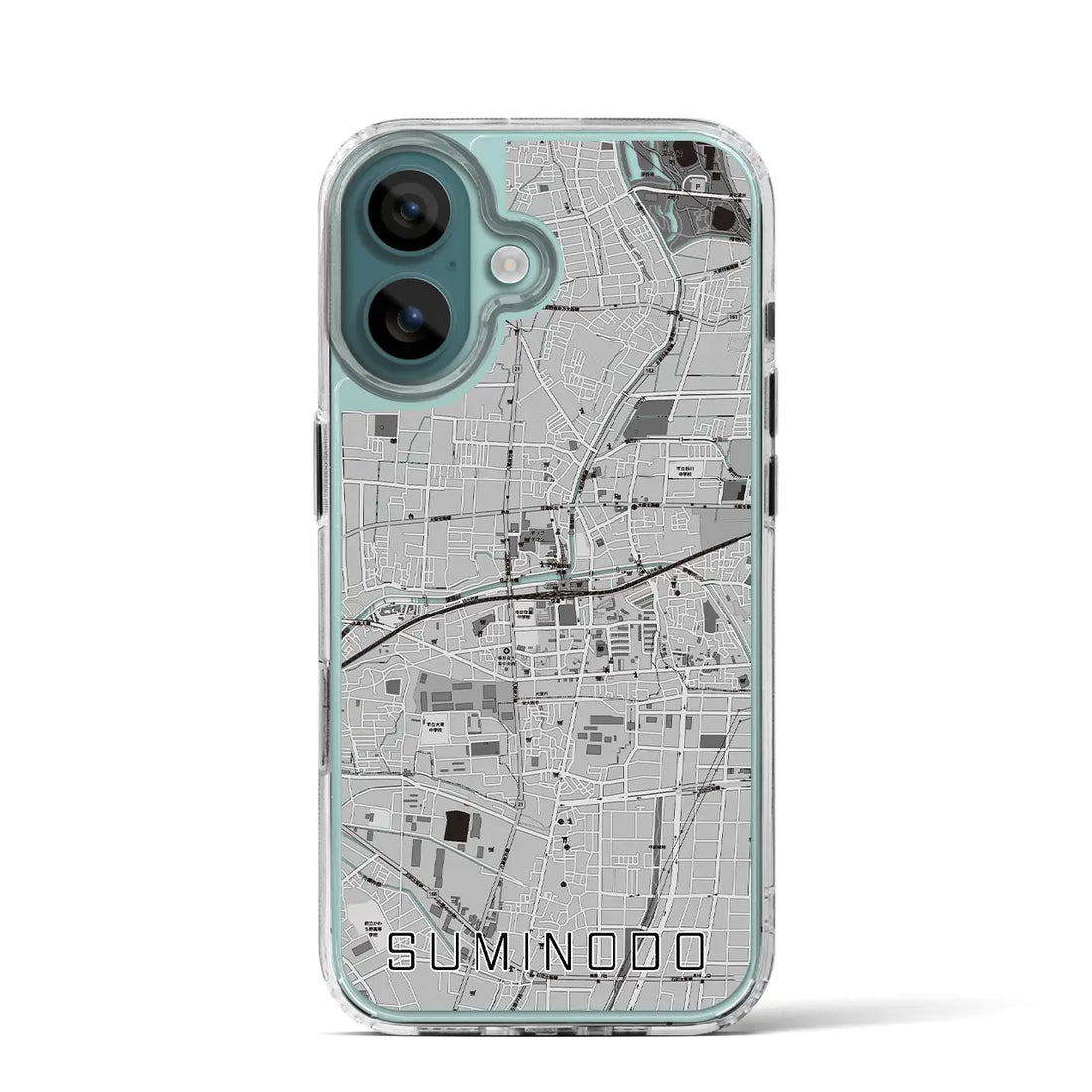 【住道（大阪府）】地図柄iPhoneケース（MagSafeタイプ）モノトーン・iPhone 16 Pro 用