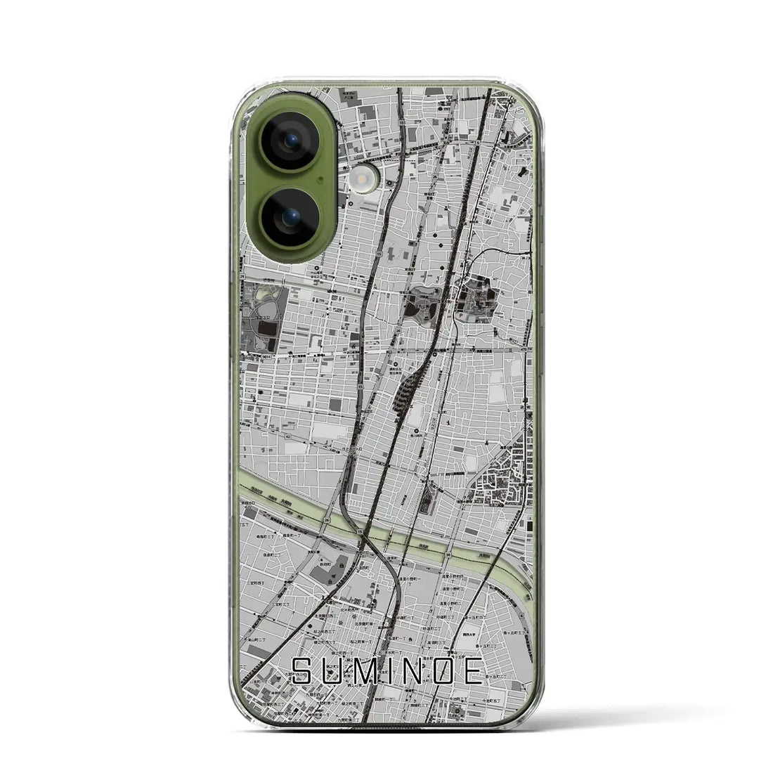 【住之江（大阪府）】地図柄iPhoneケース（クリアタイプ）モノトーン・iPhone 17 Pro Max 用