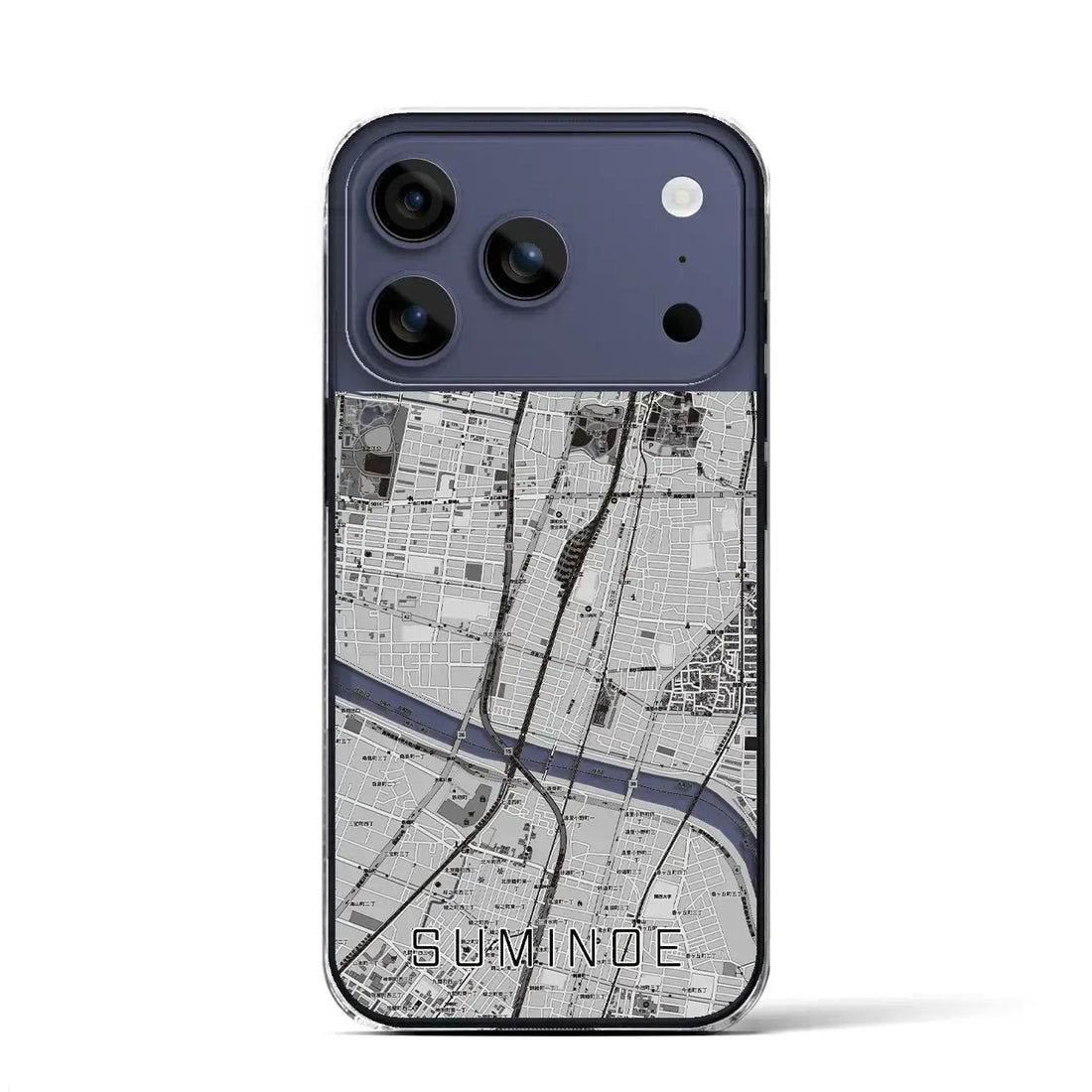 【住之江（大阪府）】地図柄iPhoneケース（クリアタイプ）モノトーン・iPhone 17 Pro Max 用