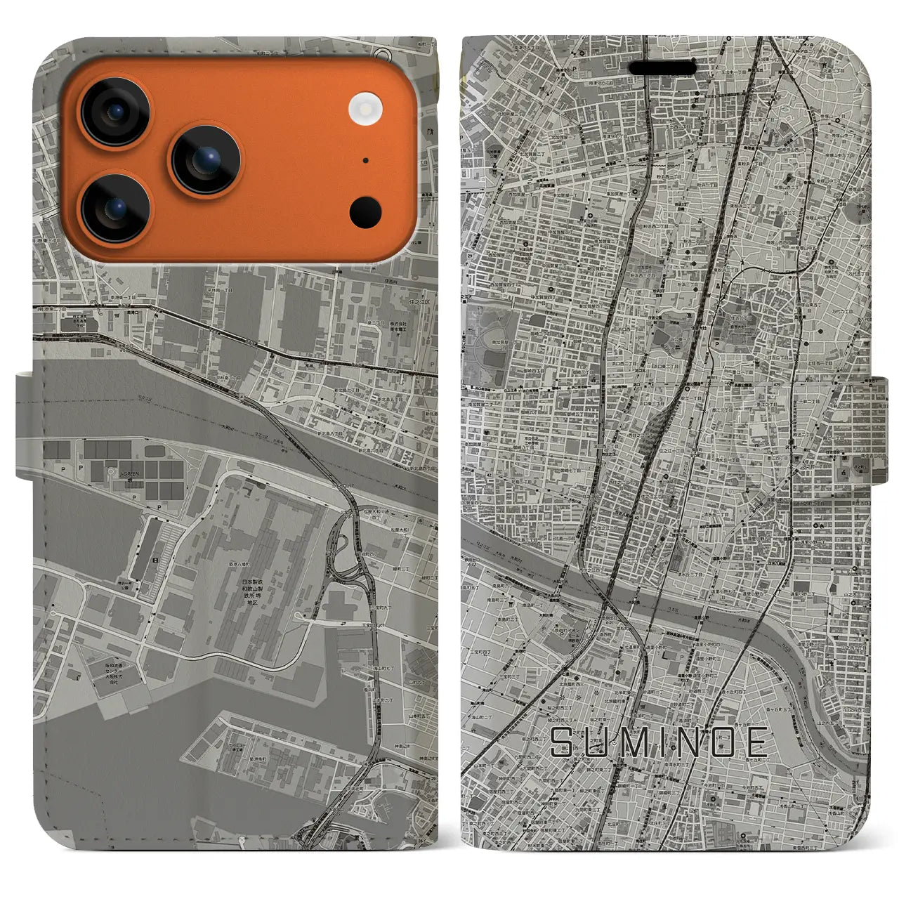 【住之江（大阪府）】地図柄iPhoneケース（手帳タイプ）