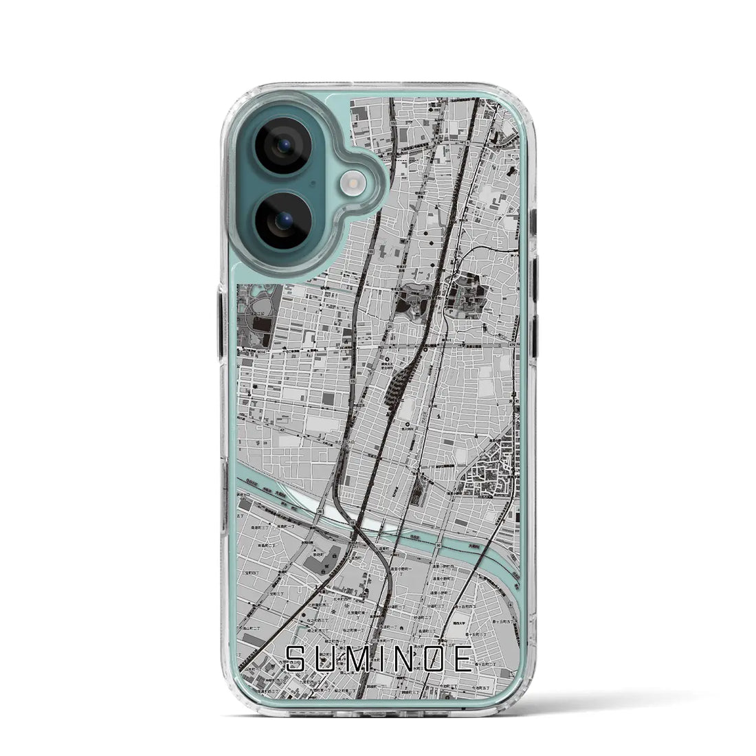 【住之江(大阪府)】地図柄iPhoneケース(MagSafeタイプ)モノトーン・iPhone 16 Pro 用