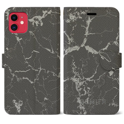 【住田（岩手県）】地図柄iPhoneケース（手帳タイプ）モノトーン・iPhone 11 用