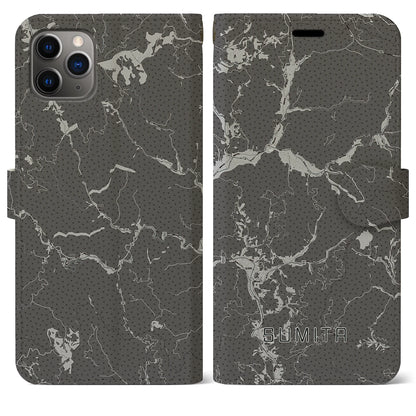 【住田（岩手県）】地図柄iPhoneケース（手帳タイプ）モノトーン・iPhone 11 Pro Max 用