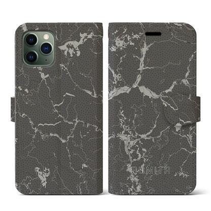 【住田（岩手県）】地図柄iPhoneケース（手帳タイプ）モノトーン・iPhone 11 Pro 用