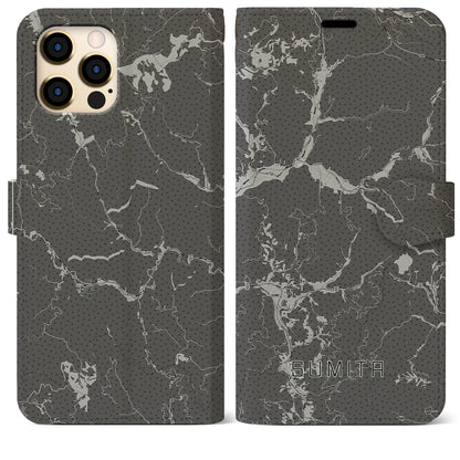 【住田（岩手県）】地図柄iPhoneケース（手帳タイプ）モノトーン・iPhone 12 Pro Max 用